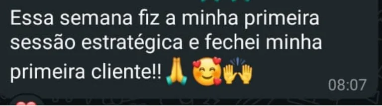 Depoimento de mentorado no WhatsApp