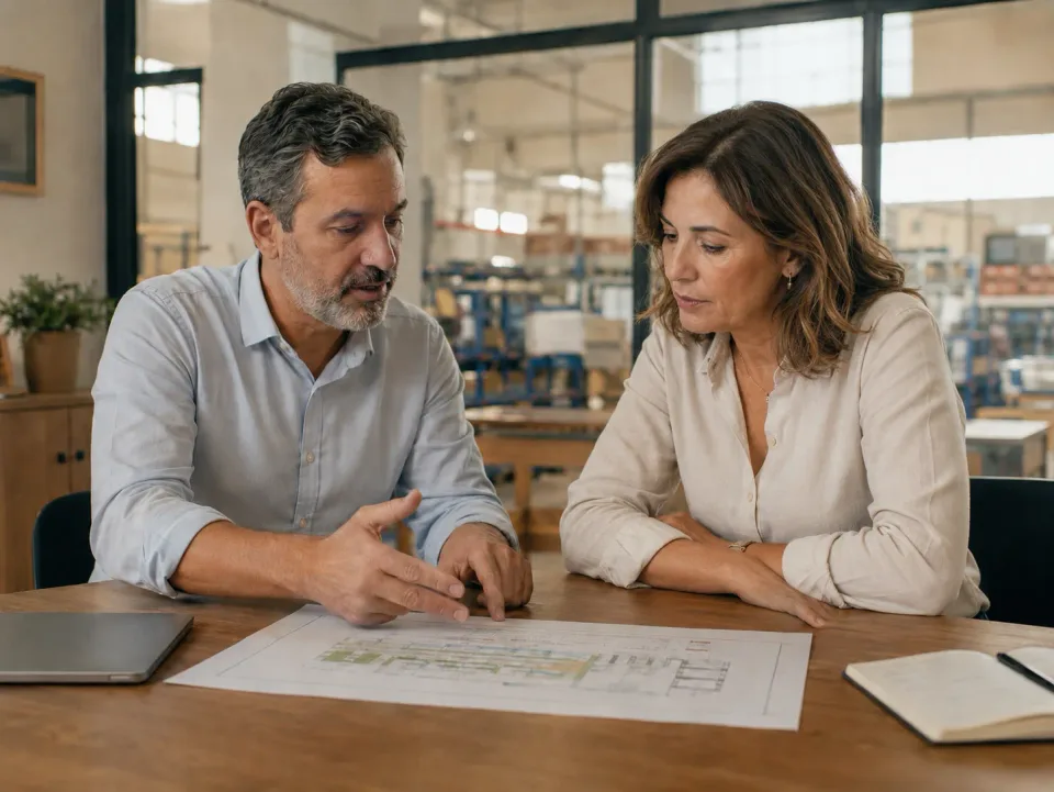 Reunião de diagnóstico em uma média empresa